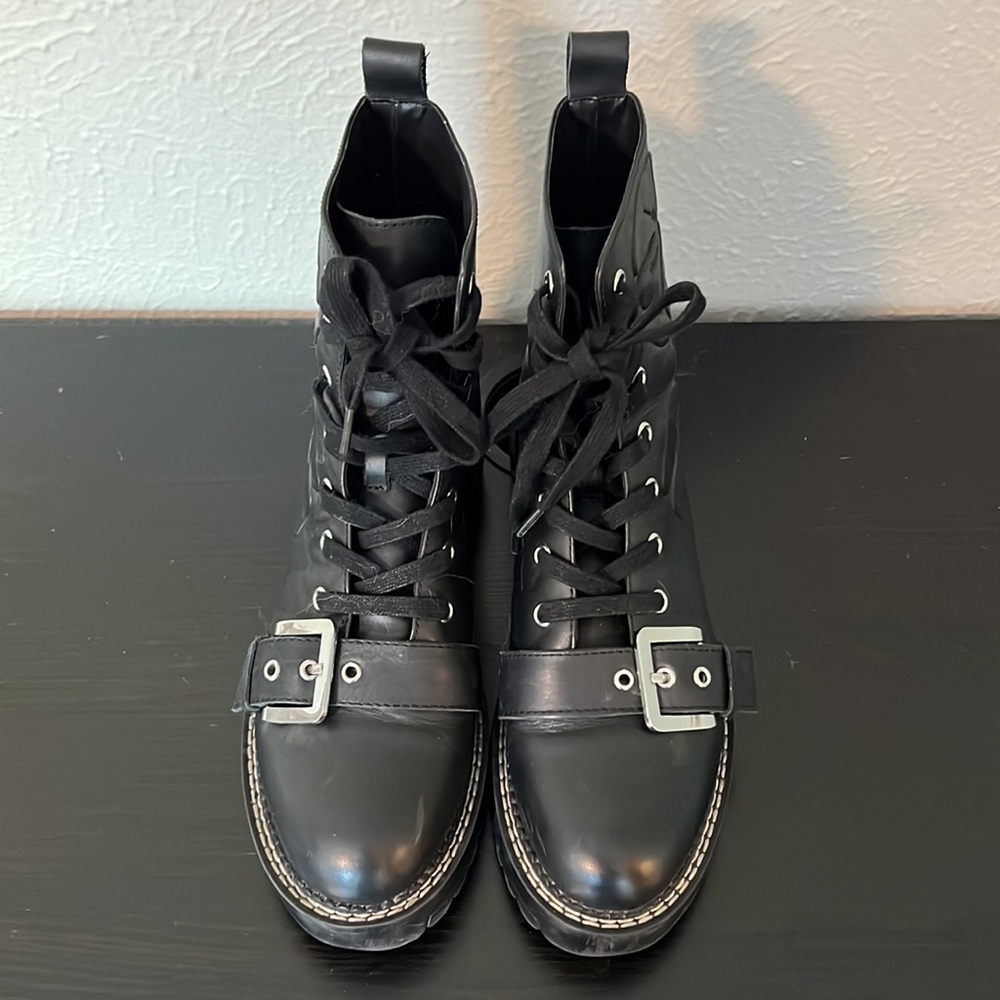 Zara Embossed Leather Biker Boots - Picture 2 of 5
